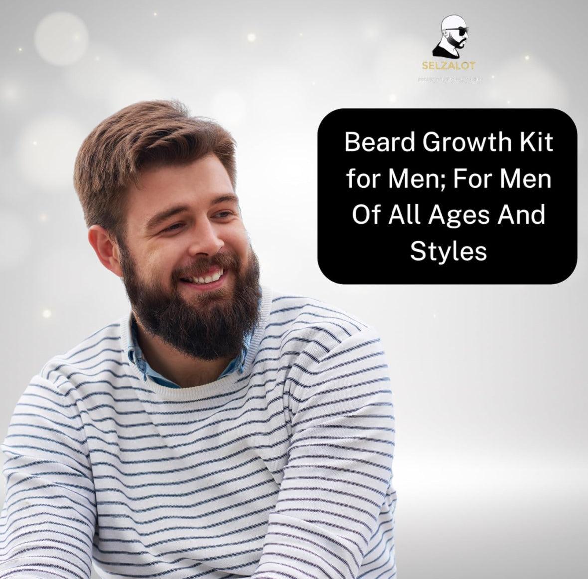 Beard Growth Kit Men’s Beard Care Kit Grooming Set 5 Pieces Beard Products with Wash, Oil Serum, Balm and a Gift Box for Men Self Care