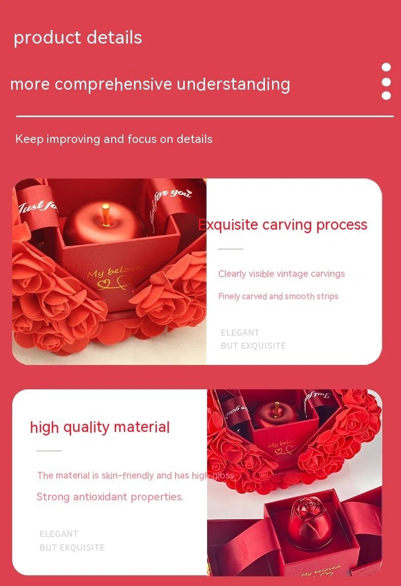 Valentine's Day Soap Rose Gift Box - Crystal Pendant Necklace Set