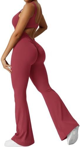 Women Sleeveless Flare Jumpsuits Fitness Yoga Long Pants - NurturePathWellness
