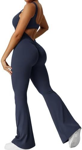 Women Sleeveless Flare Jumpsuits Fitness Yoga Long Pants - NurturePathWellness