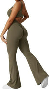 Women Sleeveless Flare Jumpsuits Fitness Yoga Long Pants - NurturePathWellness