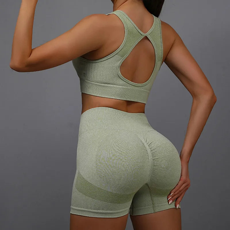 Yoga Women's Fitness Suit Shorts Workout Set - NurturePathWellness