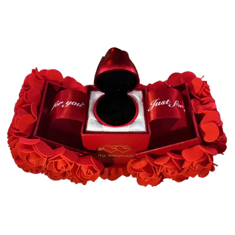 Valentine's Day Soap Rose Gift Box - Crystal Pendant Necklace Set