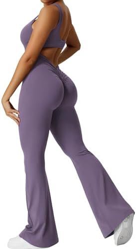 Women Sleeveless Flare Jumpsuits Fitness Yoga Long Pants - NurturePathWellness