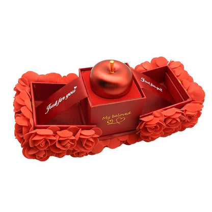 Valentine's Day Soap Rose Gift Box - Crystal Pendant Necklace Set