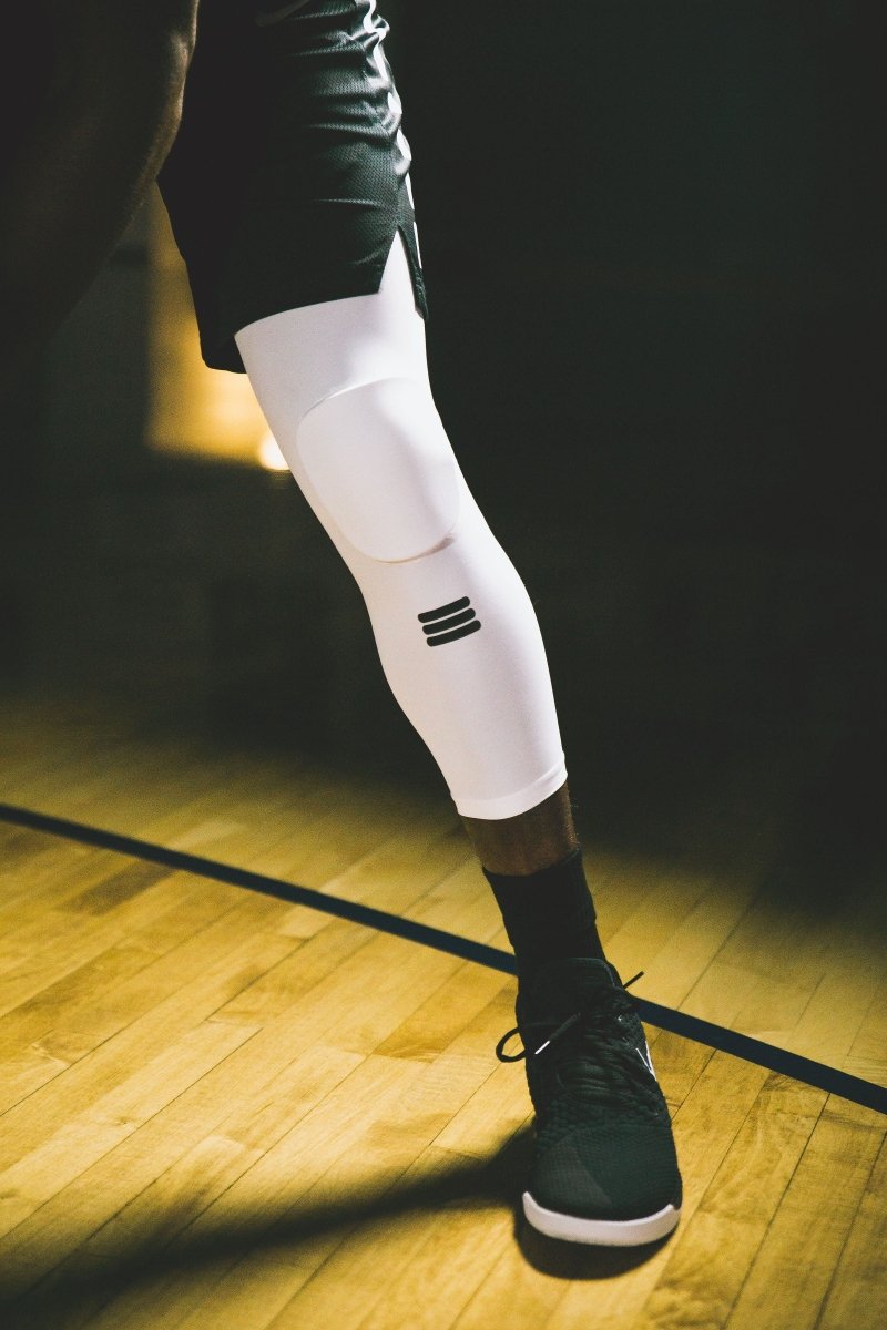Full-Length Padded Knee Sleeve - White - NurturePathWellness