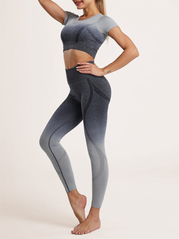Women's Gradient Tie-Dye Seamless Yoga Set - Two-Piece Athletic Wear - NurturePathWellness