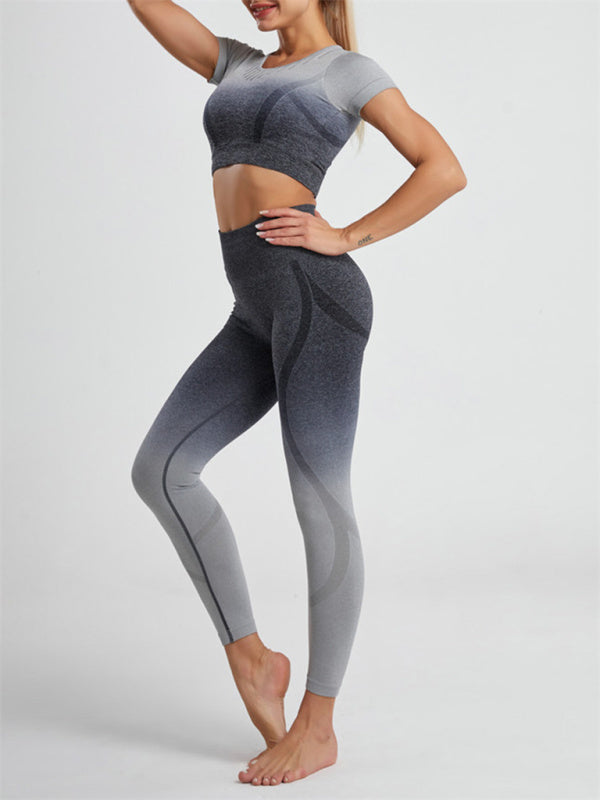 Women's Gradient Tie-Dye Seamless Yoga Set - Two-Piece Athletic Wear - NurturePathWellness