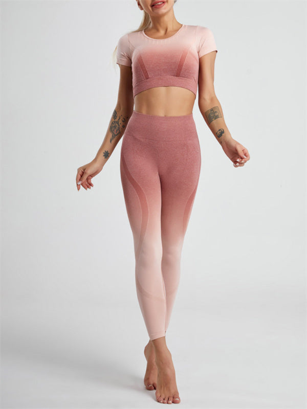 Women's Gradient Tie-Dye Seamless Yoga Set - Two-Piece Athletic Wear - NurturePathWellness