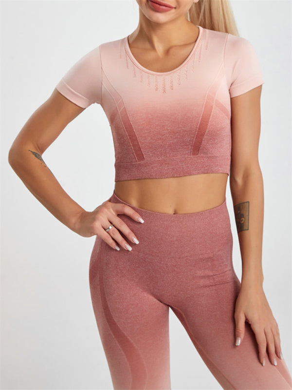Women's Gradient Tie-Dye Seamless Yoga Set - Two-Piece Athletic Wear - NurturePathWellness