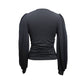 Lantern Sleeve Pleated V-Neck Top