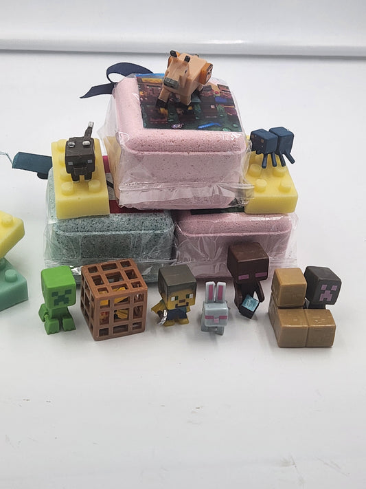 Bath Bombs for Kids with MineCrafter Toys Inside - BANG - BOOM - TNT - MADE in US, Natural Ingredients (6 Count) Pack of 1
