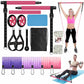 Olodeer Pilates Bar Kit with Resistance Bands & Ab Roller Pink Full Body