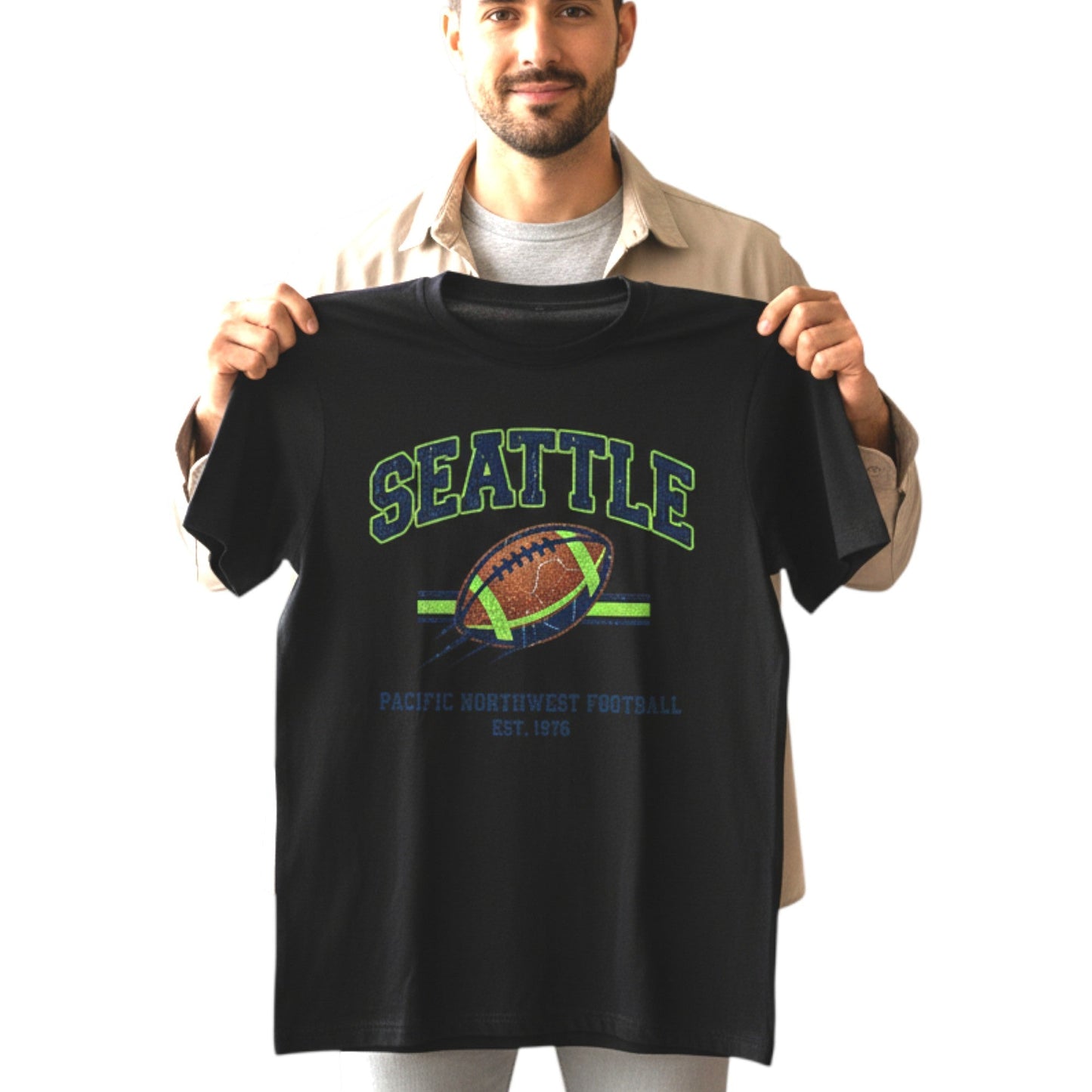 Seattle Football T-Shirt Pacific Northwest Est 1976 Retro Tee
